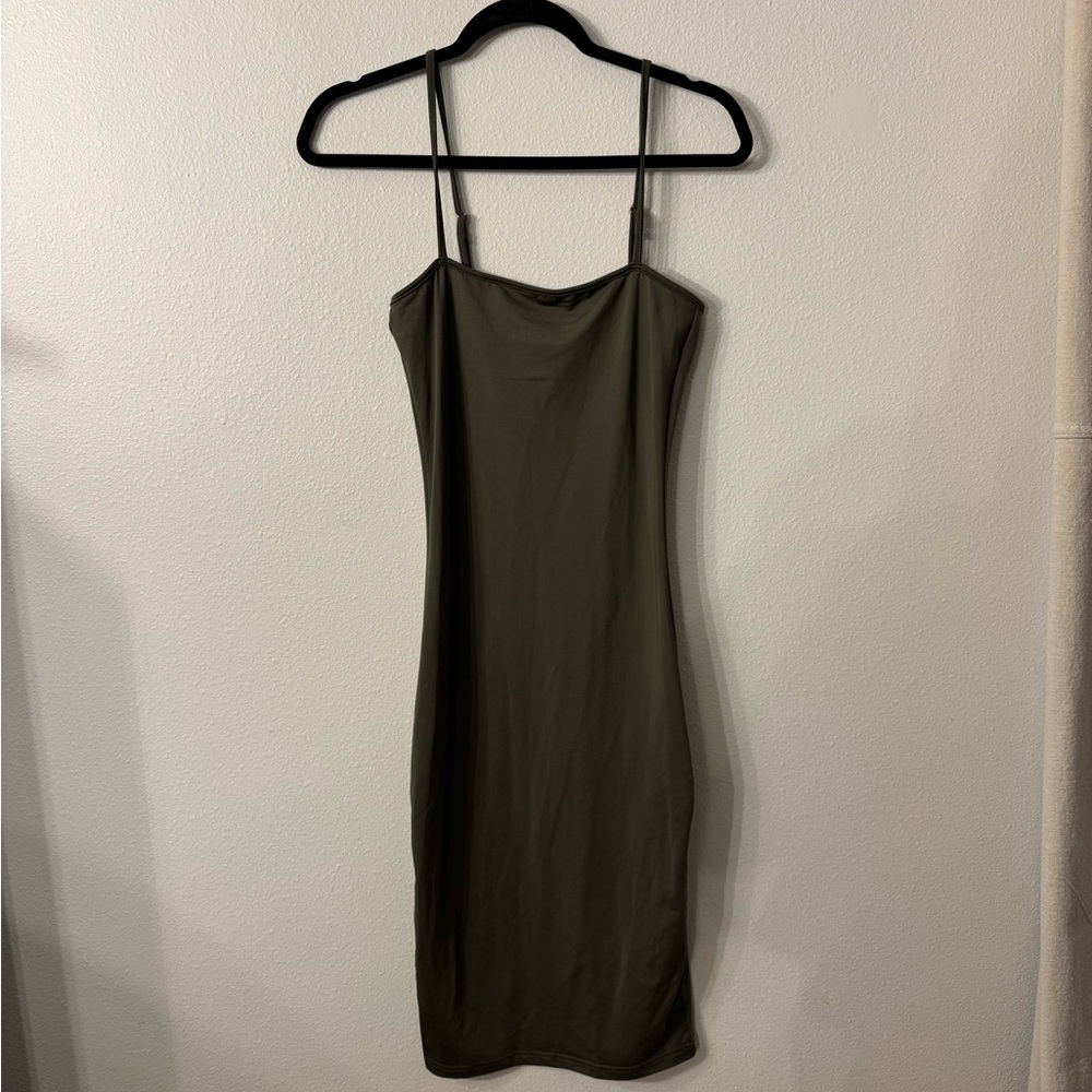 Elegant Olive Green Slip Dress